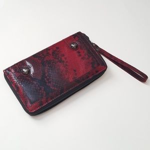 Red and Black Snake Print Wristlet